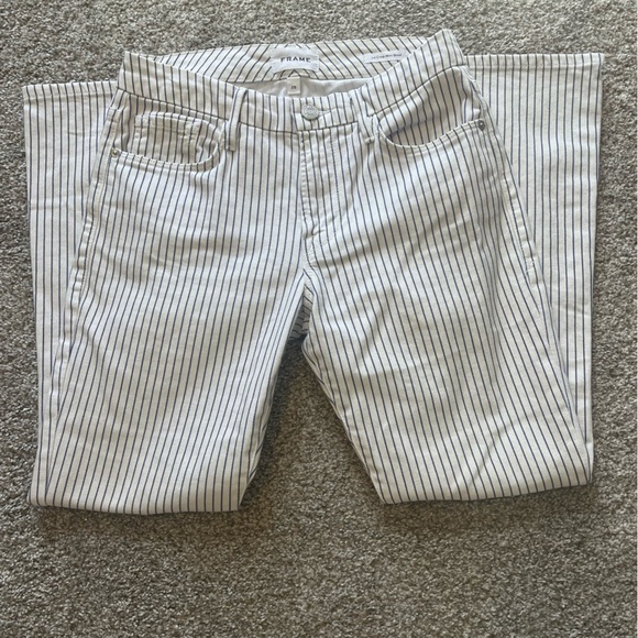 Frame Blue/White Striped Le Crop Mini Boot Pants Az 25 - Picture 6 of 7